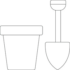 camping icons shovel bucket  and shovel