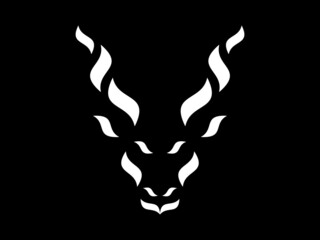 Markhor Black Snake Eater (Capra falconeri) Mountain goat. Head black and white vector design. Can be used for logos and tattoos.