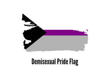 Demisexual Pride flag. Symbol of LGBT community. Hand drawn ink brush stroke Pride Flag icon, logo, sign, symbol isolated on white background. Vector illustration
