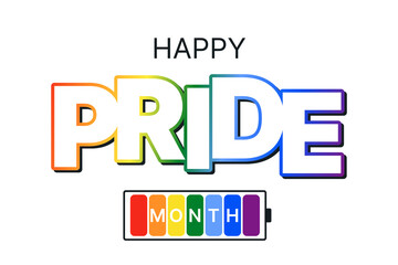 Pride month rainbow colors. LGBT, sexual minorities, gays and lesbians holiday. Banner, poster, placard designer. Vector illustration