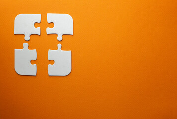 puzzle pieces represent incompatibility in a team. concept of co-workers who don't fit together. copy space, text space