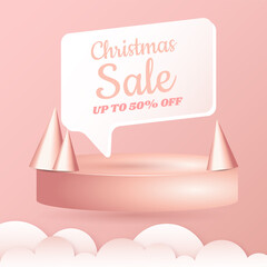 Christmas sale merry Christmas pink 3d elements podium