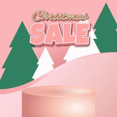 Christmas sale merry Christmas pink 3d elements podium