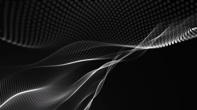 Greyscale Elegance: Abstract Dots Wave - Seamless loop 3D Motion Graphics
