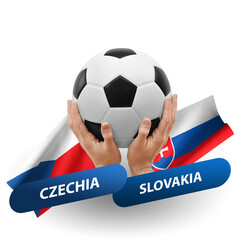 Soccer football competition match, national teams czechia vs slovakia