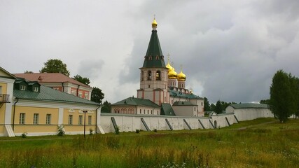 Ancient historical building of orthodox church cathedral in Russia, Ukraine, Belorus, Slavic people...