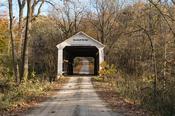 Marshall covered bridge in Parke County, Indiana, the autumn season all around. - Powered by Adobe