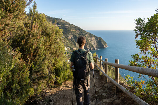 Randonn&eacute;e dans le parc des Cinque Terre, Ligurie, Italie