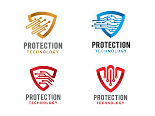 shield technology logo symbol or icon template