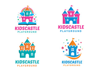 kids castle logo symbol or icon template