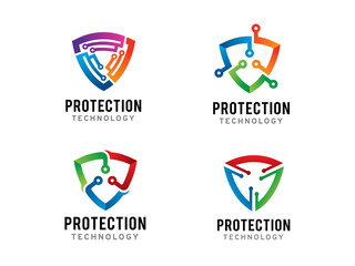 shield technology logo symbol or icon template