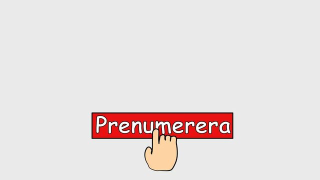 Prenumerera. Subscribe in swedish. Phrase on transparent background video 4k for Youtube. Red logo, text and hand. Isolated word, lettering modern