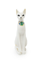 Sphynx cat figurine, porcelain isolated on white background