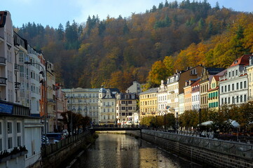 Traditional Buildings And Tepla River - Karlovy Vary (Carlsbad), Czech Republic, Europe
