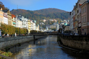 Traditional Buildings And Tepla River - Karlovy Vary (Carlsbad), Czech Republic, Europe