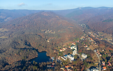 Bear lake (Ursu) from Sovata resort - Romania, seen from above