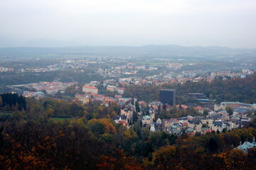 Czech Republic, Karlovy Vary, top view from Diana tower, panorama of the city