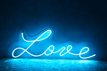 Blue neon sign love. Trendy style. Neon sign. Custom neon. Home decor.