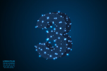 Abstract number three, figure 3, consisting of triangles, circles, spots of decay, stars. Vector eps 10.