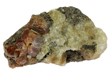 grossular on matrix from Canada isolated on white background