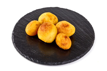 Fried potato, isolated on white background.