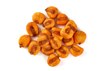 Fried giant corn, isolated on white background.