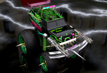 Monster truck with guns front © Niko
