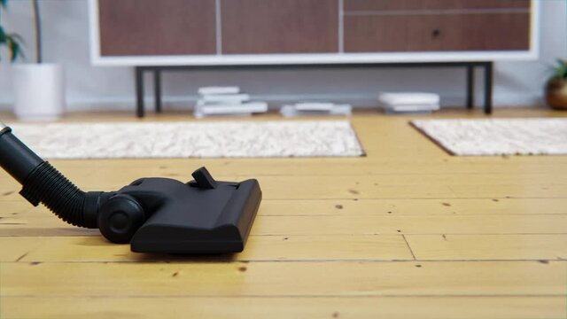 Staubsauger saugt &uuml;ber Holzboden