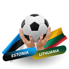 Soccer football competition match, national teams estonia vs lithuania