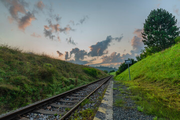 Fototapeta na wymiar Sunrise in station Michalova in central Slovakia in summer beautiful morning