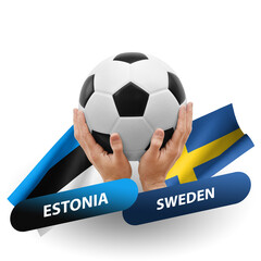 Soccer football competition match, national teams estonia vs sweden