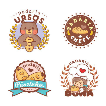 Set logos, logos padaria, set logos padaria, padaria, pão, pãozinho, padeiro, logomarca padaria