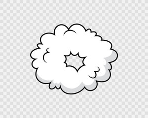 Comic cloud. Speech bubble in pop art style. Speed effect balloon. Explosion bomb frame. Cartoon element. Funny message shape. Sky air object. Vector illustration.