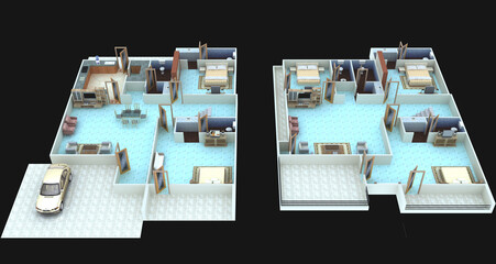 Naklejka premium A 3D floor plan design