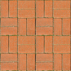 Red brick rectangular paving stone, seamless tiled granite stone