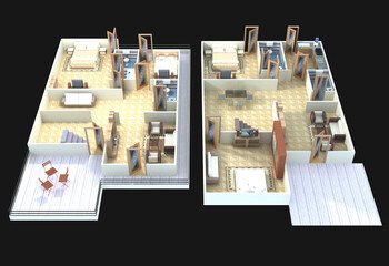 A 3D floor plan design