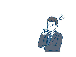 困る　悩む　会社員　ビジネスマン　スーツ姿の男性　問題　トラブル