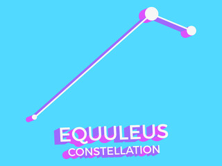 Equuleus constellation 3d symbol. Constellation icon in isometric style on blue background. Cluster of stars and galaxies. Vector illustration