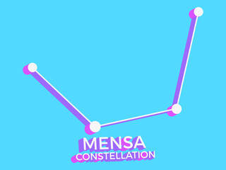 Mensa constellation 3d symbol. Constellation icon in isometric style on blue background. Cluster of stars and galaxies. Vector illustration
