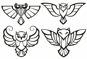Simple and creative owl logo designs vector. Owl set