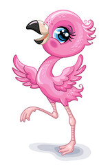 Cute and happy pink flamingo vector illustration