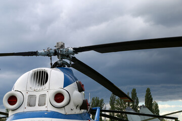 helicopter propeller against the sky
