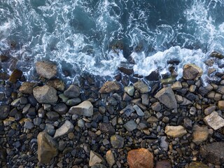 Rocky beach from above