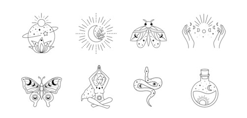 Obraz premium Esoteric vector set. Magic icons