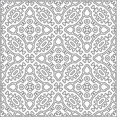 Vector pattern with symmetrical elements . Repeating geometric tiles from striped elements.Monochrome texture.Black and 
white pattern for wallpapers and backgrounds.