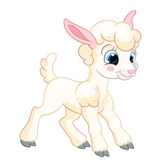 Little cute funny character vector standing lamb
