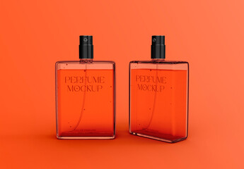 3D Set of Two Perfume Bottles Mockup