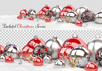 Isolated Red Christmas Baubles on White Mockup
