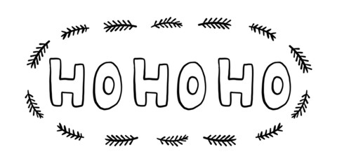 Ho ho ho lettering. Doodle vector illustration