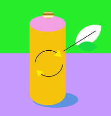 green battery concept, battery wity leaves, green energy
